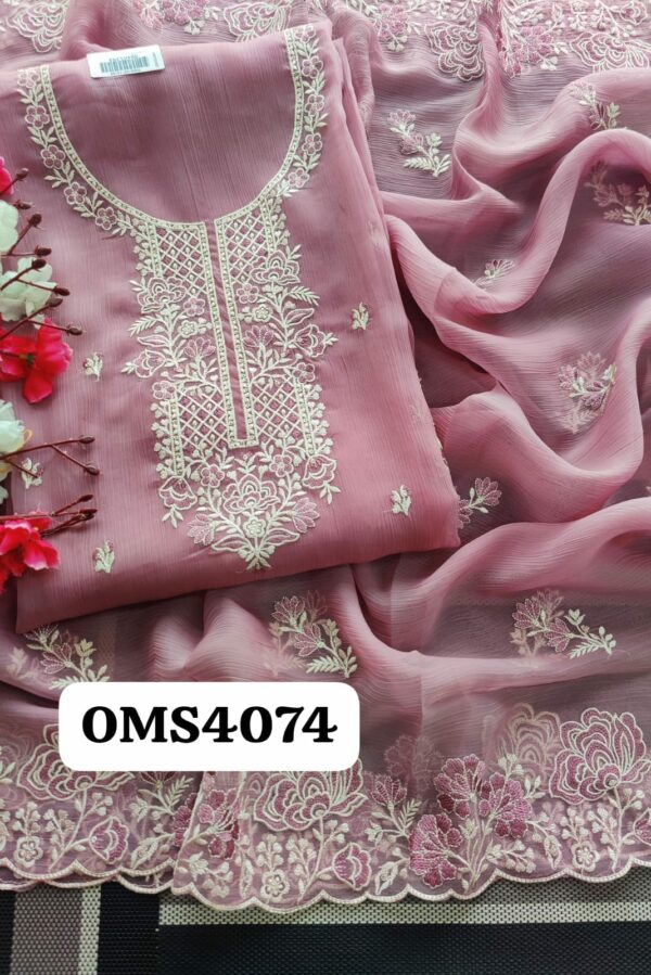 Beautiful Pure Organza Crush Embroidery Suit