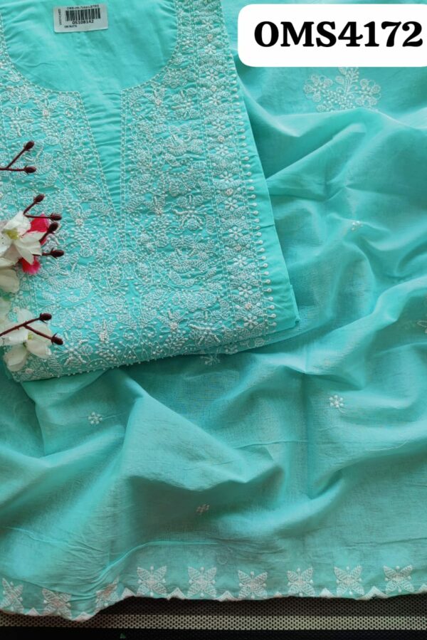 Beautiful Soft Cotton Lucknowi Pearl Embroidery Suit