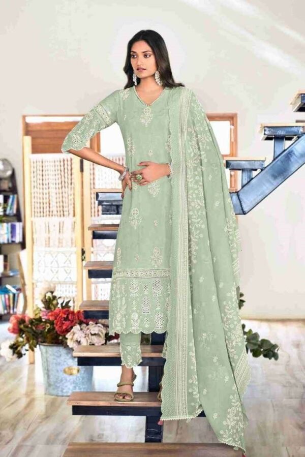 Jay Vijay Tasveer 8816 - Pure Cotton Embroidery Khadi Block Print With Hand Work Suit