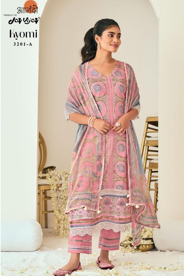 Jay Vijay Kyomi 3201D - Pure Zari Linen Digital Print With Embroidery Suit