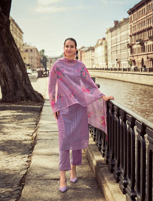 Lily & Lali Chikankari 20806 - Schiffli And Handwork On Organza Stitched Suit