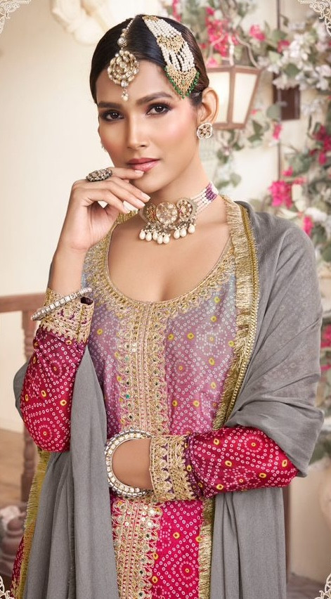 Zubeda Rangrezia 713 - Pure Chinon Silk With Embroidery And Hand Work Stitched Suit