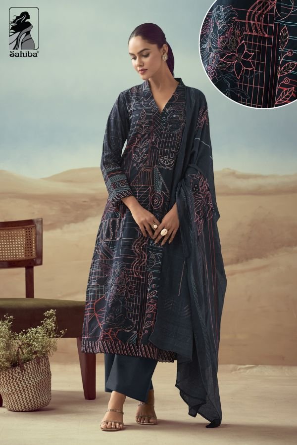 Sahiba Rashi 1562 - Pure Heavy Cotton Lawn Digital Print With Handwork Embroidery Suit