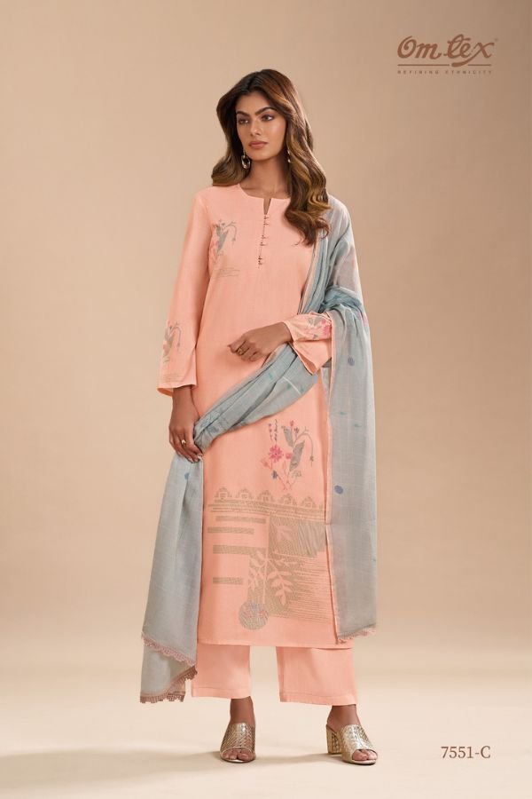 Omtex Gulzar 7551C - Premium Lawn Cotton Digital Print With Hand Work Suit