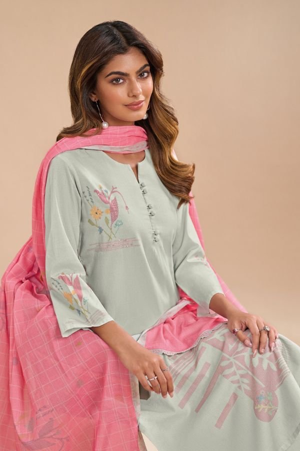 Omtex Gulzar 7551D - Premium Lawn Cotton Digital Print With Hand Work Suit